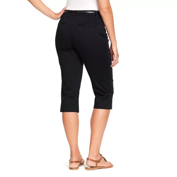 Women's Belted "Anita" Capri Pant, Gloria Vanderbilt, Black - Picture 2 of 3